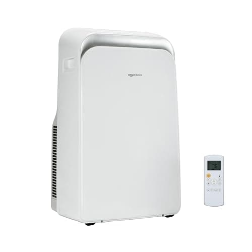 Amazon Basics 4-In-1 Portable Air Conditioner with Remote, Timer, Sleep Mode, Auto Swing, Cool/Heat/Dry/Fan-Only Functions, 13500 BTU (ASHRAE), Cools Up to 550 Sqf, Energy Saving, White