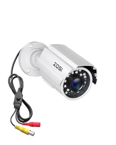 ZOSI 1080P HD 1920TVL Hybrid 4-in-1 TVI CVI AHD 960H CVBS CCTV Security Camera,80ft Night Vision,2MP Weatherproof Aluminum Metal Bullet Camera for 960H,720P,1080P,5MP,4K Analog Surveillance DVR-White