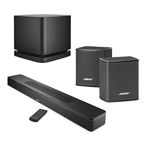 Bose New Smart Dolby Atmos Soundbar, Black Bundle with Wireless Surround Speakers (Pair), Bass Module 500