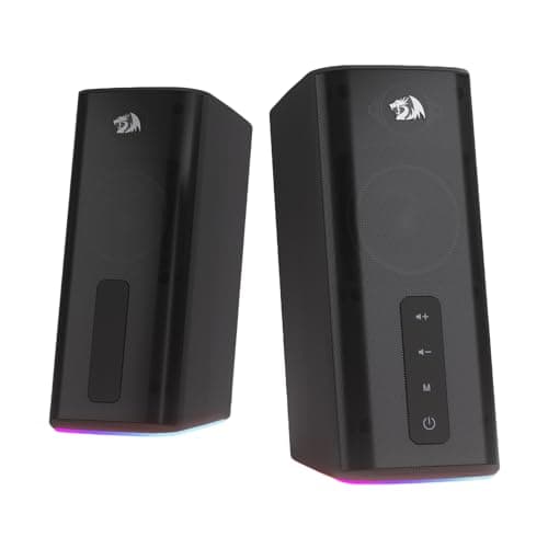 Redragon GS814 Stereo Desktop Speaker, 20W Output, 4 Real Units, BT 5.0/3.5mm AUX, Enhanced Bass, Touch-Control, Dynamic RGB Lighting