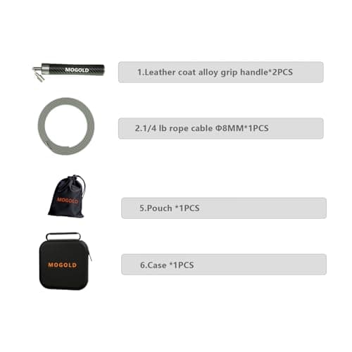 MOGOLD Weighted Jump Ropes 1lb with Heavy-Duty PVC Wire Cable & Durable Leather Skipping Rope Handles, Best for Fitness, High-Intensity Strength Workouts (Grey, XL - 9'6(User Height 6'0 +)) 6