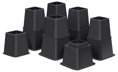 Bed Risers 8 inch Heavy Duty,Elevation in Heights 3, 5, 8 Inch，Adjustable Furniture Risers for Chair Table and Desk Legs Lifting (6 Pack,Black)