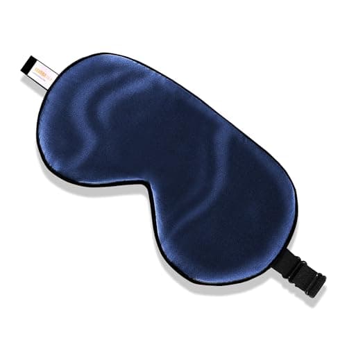 ZIMASILK 100% Mulberry Silk Sleep Mask with Adjustable Strap, Super-Smooth Soft Natural Silk Eye Mask for Sleep, Multiple Color Options(Navy Blue)