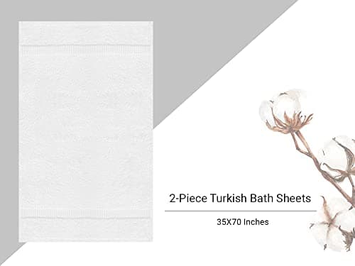 Towel Bazaar Premium Cotton Super Soft and Absorbent Turkish Towels (2-Piece Bath Sheet Towel, White) 5