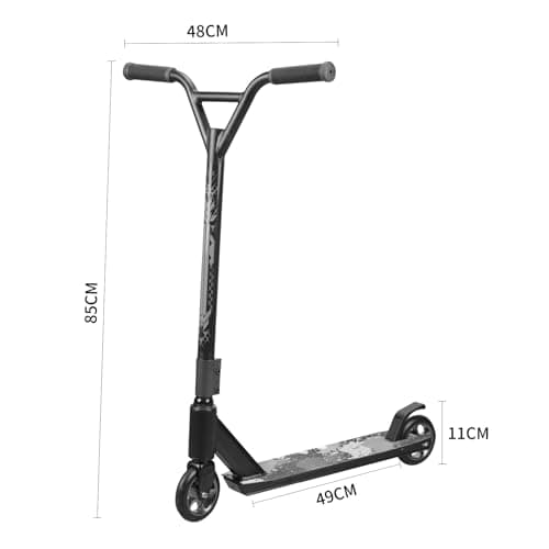 MEE GOO Pro Freestyle Stunt Scooter Trick Scooter Lightweight Alloy Deck with Aluminum Alloy Wheel Frame Bearing Up to 220 LB for Intermediate and Beginner Skate Park ABEC-10 Bearings (Black) 6