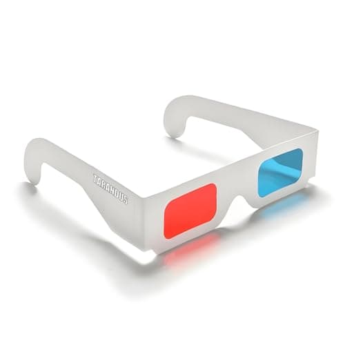 TARANDUS 3D Glasses for Movies Red/Cyan Cardboard 3D Glasses in White Frame Anaglyph Cardboard for Movies - Folded in Protective Sleeve (3Packs)