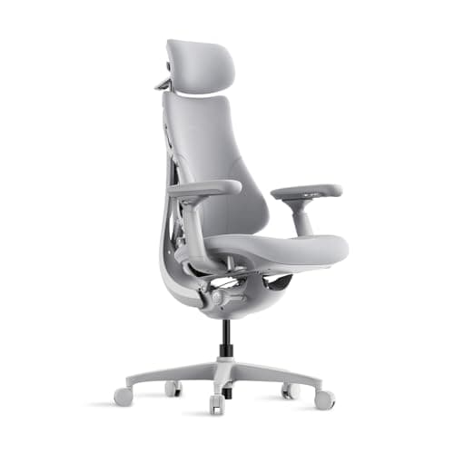 LiberNovo Dynamic Ergonomic Office Chair - Comfy Adjustable Desk Chair with Adaptive Lumbar Support, 160° Recline & Built-in Spine Stretch for Back Comfort, Home Office Long Hours Use, Gray+48cm