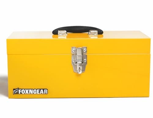 HantekSteel 16" Portable Steel Heavy-duty Tool Box 18-Gauge with Metal Latch and Handle Yellow