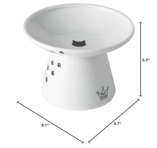 Necoichi Raised Cat Food Bowl – Ceramic Elevated Cat Bowl for Whisker & Neck Fatigue, Dishwasher Microwave Safe – Non-Slip & Anti Vomiting Ergonomic Design (Cats, Extra Wide, 2-Cups Capacity) 12