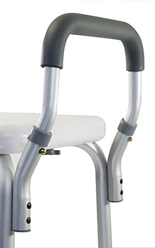 Essential Medical Supply Height Adjustable Shower and Bath Bench with Back, Padded Arms and Textured Seat - Perfect Shower Chair for Inside Shower or Tub for Seniors and Adults - Supports 300lbs. 7