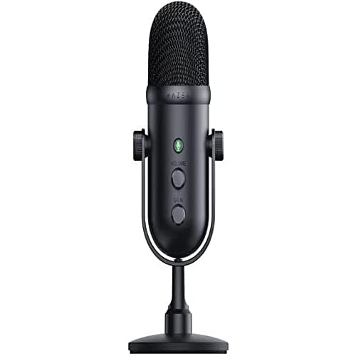 Razer Seiren V2 Pro - Professional-Grade USB Microphone for Streamers (Dynamic Microphone, High Pass Filter, Mic Monitoring Black (Renewed)