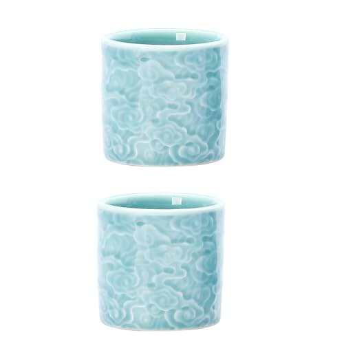 Dicmracy Ceramic Espresso Cups Set of 2 or 4-3oz Demitasse Cups for Coffee & Tea, No Handles, Durable & Dishwasher Safe (blue, 2)