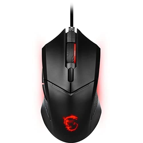 msi Clutch GM08 Gaming Mouse, 4200 DPI, Optical Sensor, 3 Adjustable Weights, Red LED Lighting, Symmetrical Design