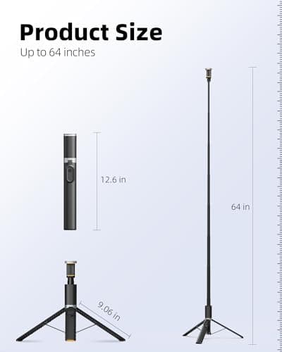 Tripod for iPhone, Weilisi 64in Aluminum Phone Tripod & Selfie Stick Tripod with Remote, Upgraded Phone Tripod Stand All-in-1 & Travel Tripod, Durable Cell Phone Tripod Compatible with All Cellphones 6