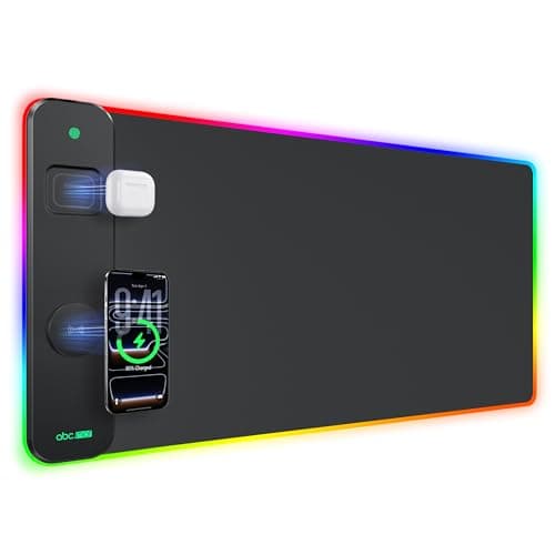 abc.mat 3-in-1 RGB Gaming Mouse Pad with Magnetic Wireless Charging, 31.5"x15.8" Large, 24 Light Effects, Non-Slip Base, Waterproof Ultra-Smooth Surface, No Adapter