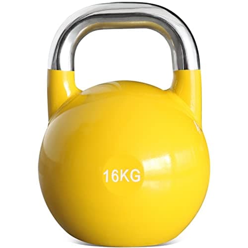 PRISP Competition Kettlebell Weight 16kg - Pro Grade Heavy Duty Cast Steel, Yellow