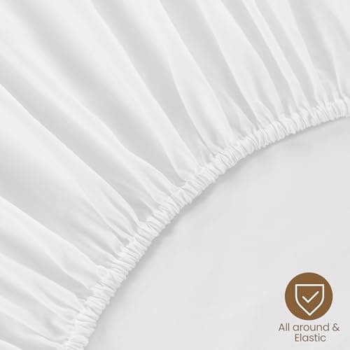 ROSE&RISY White Queen Fitted Sheet,Soft and Breathable for Sleeping,Cooling Fitted Sheets,16“ Deep Pocket, 1pack (White, Queen) 6