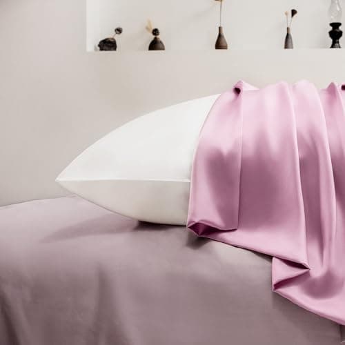 EXQ Home Silky Satin Pillowcase for Hair and Skin,Pink Soft Cooling Pillow Cases Standard Size Set of 2 Satin Pillow Case with Envelope Closure, Gifts for Women Men 5
