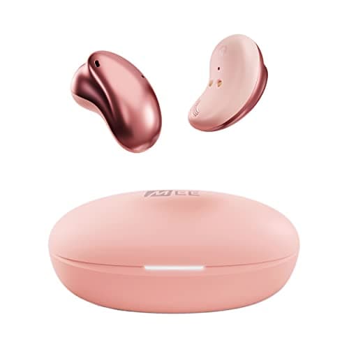MEE Audio Pebbles True Wireless Earbuds - Bluetooth 5.3 Low Profile in Ear Lightweight Headphones with Headset Microphone & Call Noise Reduction for Gym/Workouts/Sports and Gaming, Rose Gold