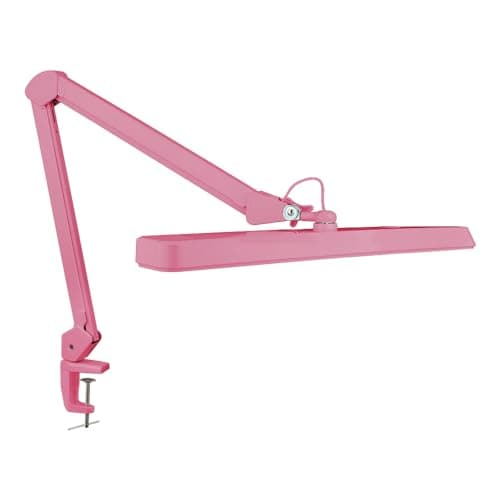 Neatfi XL 2,500 Lumens 30W LED Task Lamp for Manicure Table, Crafts, Workbench, Office - 22” Wide Shade Desk Light | Eye-Caring 6500K | 4-Level Brightness | Clamp Mount (Non-CCT, Pink)