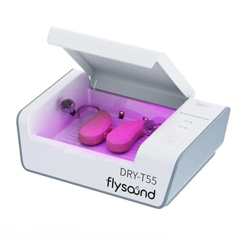 FLYSOUND Hearing Aid Dryer Dehumidifier, Dual Mode Drying Selection, Hearing Aid Drying Box Cleaning Kit, Removes Sweat & Moisture for Hearing Aids,Amplifiers,Earbuds (Snow White)