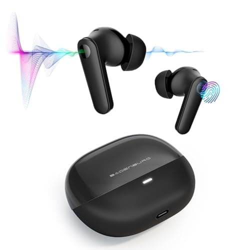 BADENBURG Airbeat 1 ANC Noise Cancelling True Wireless Earbuds with mic, Enhanced Bass Bluetooth 5.3 in-Ear Headphone with High Power Titanium Drivers, 48H Playtime, ENC for Crystal Clear Call Black