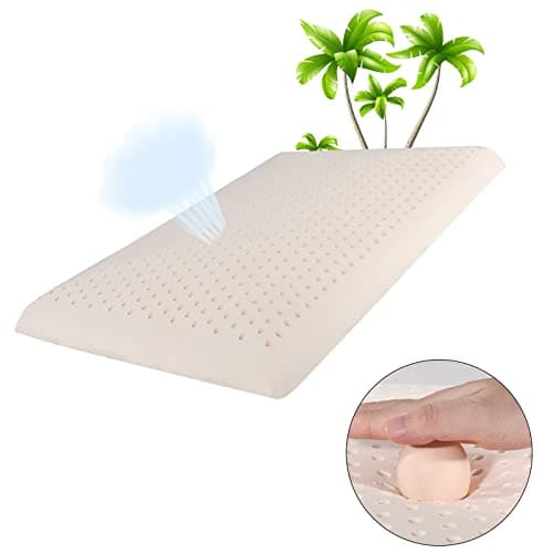 SUQ I OME Slim Sleeper -Thin Latex Pillow for Sleeping,Dunlop Low Profile Ultra Thin for Stomach, Back, or Side Sleepers, Firm, 23x15.7x2.7 inch,Cube White 5