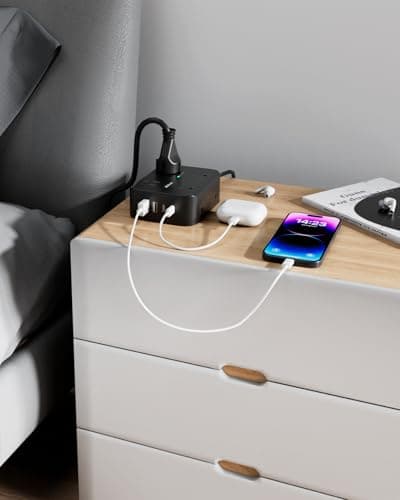 Power Strip Surge Protector - Flat Plug, Wall Mount, 8 Wide Outlets with 4 USB Ports (2 USB C), 5FT Heavy Duty Extension Cord with Multiple Outlets, Charging Station Overload Protection for Home Dorm 8