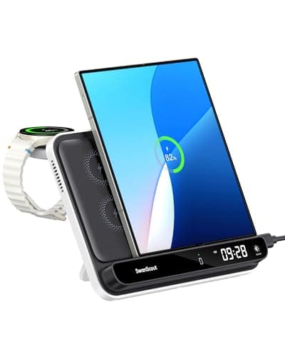 Wireless Charger for Samsung Z Fold 7/S25 Ultra, 30W Fast Charging Station for Samsung Z Fold 7/6/5/4/3/2, Foldable Charger Stand for Galaxy Watch 8/8 Classic/Ultra/7/6/5/4/3, SwanScout 710FS