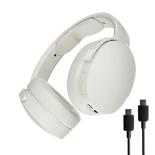 Skullcandy Hesh Evo Wireless Over-Ear Bluetooth Headphones with Extra USB-C Charging Cable, Noise Isolating, 36 Hours Battery, Foldable Lightweight Design, Microphone for iPhone Android - Bone