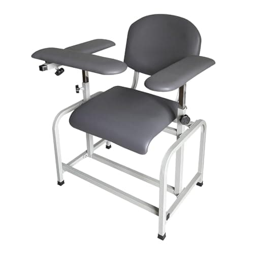 Helsevesen Blood Drawing Phlebotomy Chair, Comfortable Padded Lab Draw Chair with Adjustable Armrest (Grey-24.08)