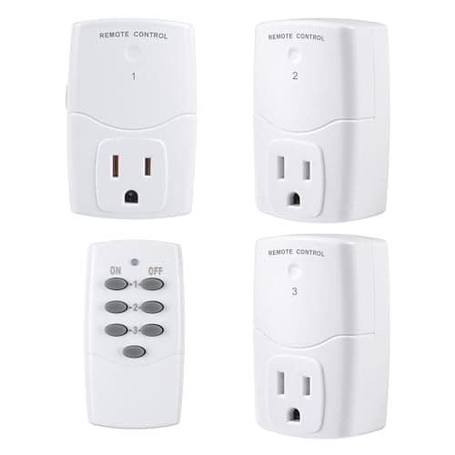BN-LINK Mini Wireless Remote Control Outlet Switch Power Plug in for Household Appliances, Wireless Remote Light Switch, LED Light Bulbs, White (1 Remote + 3 Outlet) 1250W/10A