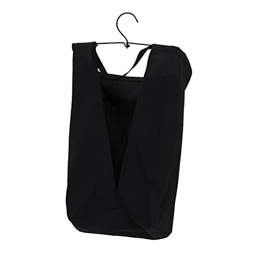 Household Essentials Door Hanging Laundry Bag, Washable Canvas Bag with Loop Handle, Holds Two Loads of Laundry, Great for Dorms and Small Spaces, Black 6
