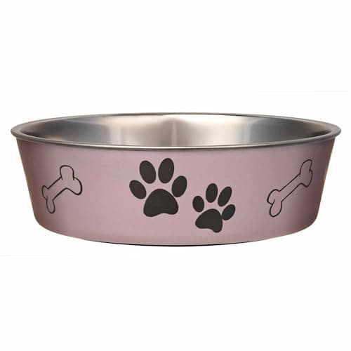 Loving Pets Bella Dog Bowls- Stainless Steel Dog & Cat Bowls - Spill Proof Dog Food Bowl, Cat Bowl, Puppy Essentials & Pet Supplies Great for Home & Travel (Medium 20-35 lbs, Grape)