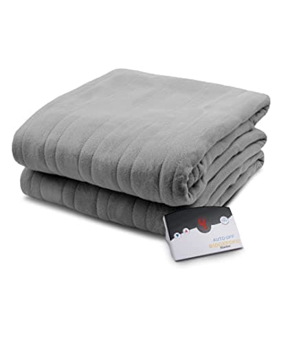 Biddeford Blankets Comfort Knit Heated Blanket with Therapeutic Heat Settings, Machine Washable, Safety Tested & Approved - Perfect for Warm, Cozy Nights, Digital Controller, Twin, Grey