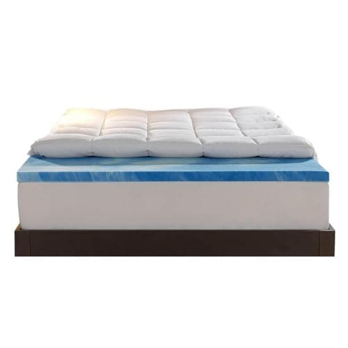 Sleep Innovations Dual Layer 4 Inch Memory Foam Mattress Topper, California King Size, Medium Support, 2 Inch Cooling Gel Memory Foam Plus 2 Inch Pillow Top Cover