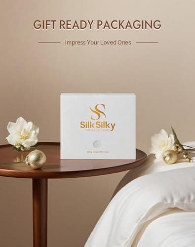 SilkSilky 100% Mulberry Silk Pillowcase - Pure 22 Momme High-Grade 6A Fibers for Hair & Skin, Envelope Closure, Natural, Organic, Breathable & Cooling Pillow Case (Standard, White) 7