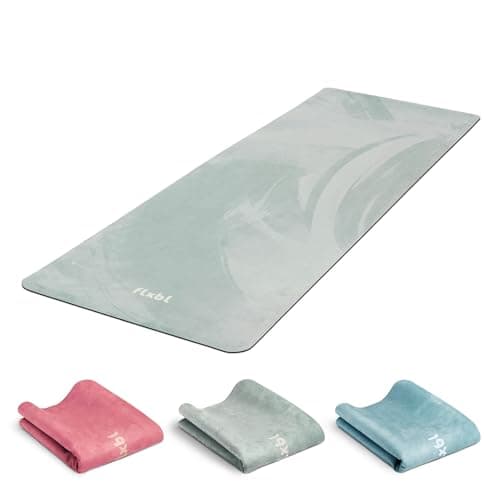 FLXBL Travel Yoga Mat and Top Layer - Thin, Light, Foldable and Washable (Sage)