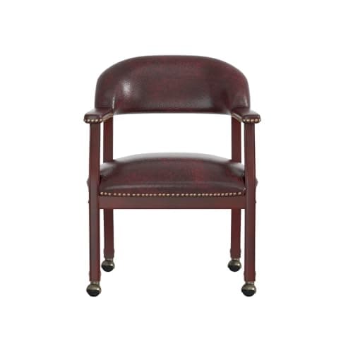 Boss Captain’s Chair In Burgundy Vinyl W/ Casters 6