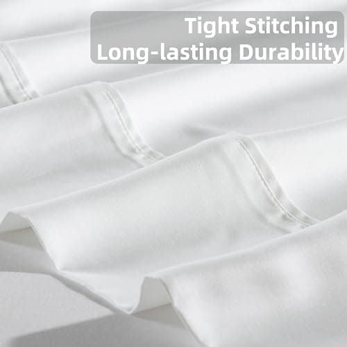 GOKOTTA Fitted Sheet Only - 16 Inch Pocket Bamboo Rayon Fitted Sheet, Super Soft and Cooling Bottom Sheet with 4 Elastic Corner Straps(Cream White, King Size) 7