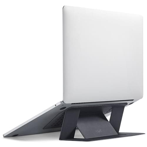 MOFT Laptop Stand for Desk, Adhesive MacBook Computer Stand with 2 Adjustable Viewing Angles, Foldable and Portable Laptop Riser Compatible with 11"-16" Laptops, Jet Black(Adhesive Version)