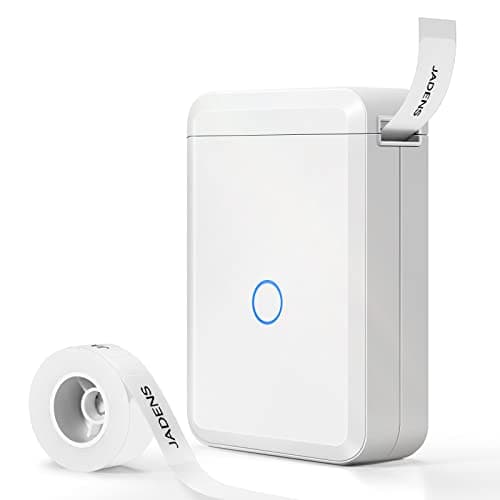 JADENS Label Maker Machine with Tape, D110 Portable Bluetooth Label Printer for Storage, Barcode, Mailing, Office, Home, Organizing, Sticker Maker Mini Label Maker with Multiple Templates, White
