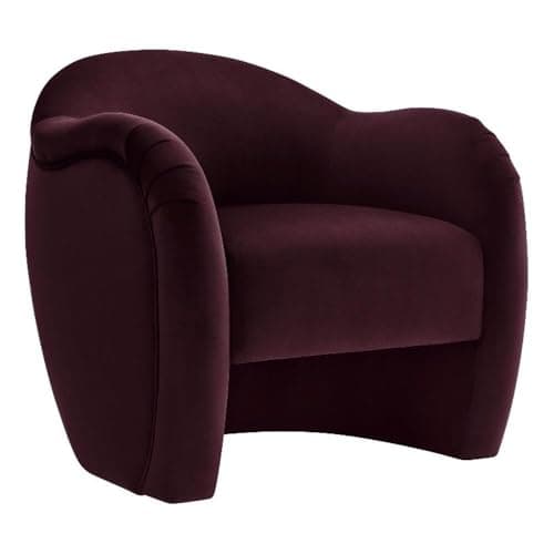 Modway Compose Barrel Chair with Performance Velvet Fabric in Mulberry – Upholstered Accent Armchair with Curved Backrest – Cozy Lounge Chair for Reading – Round Comfy Single Sofa Club Chair