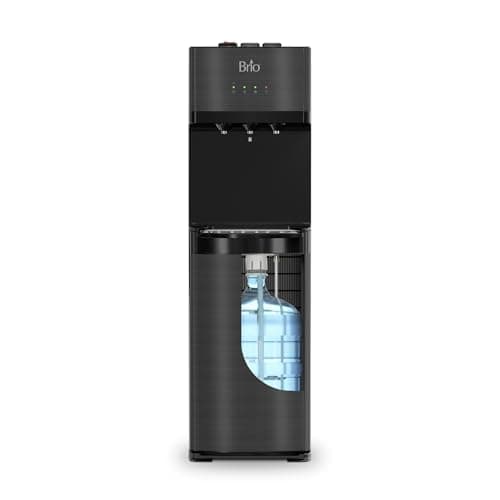 Brio Self Cleaning Bottom Loading Water Cooler Water Dispenser – Black Stainless Steel - 3 Temperature Settings - Hot, Room & Cold Water