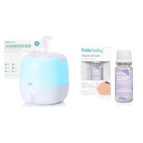 Frida Baby 3-in-1 Cool Mist Humidifier for Large Rooms, Top Fill Humidifier for Bedroom, Essential Oil Diffuser + Lavender Essential Oil Bath Drops for Relaxing & Calming Aromatherapy Oil