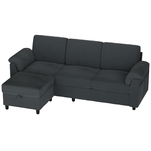 Vongrasig 79" Convertible Sectional Couches Sofa with Storage Ottoman, 3 Seat L Shaped Couch with Side Storage Pockage, Small Couches for Living Room, Apartment and Small Space, Grey 8