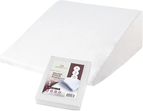 CirclesHome Wedge Pillow Cover 100% Cotton, Zippered Wedge Pillow Case Protector, Soft, Hypoallergenic & Breathable - 25x26x10”