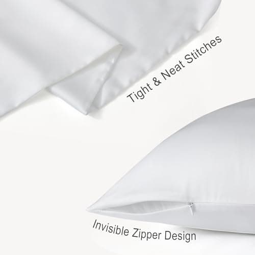 Cobnom Pure Mulberry Silk Pillowcases Set of 2, Queen Size with Zipper - Grade-6A 19 Momme, 600 Thread Count Soft Smooth Cooling, Hair and Skin Friendly (White, 20x30 Inch) 5