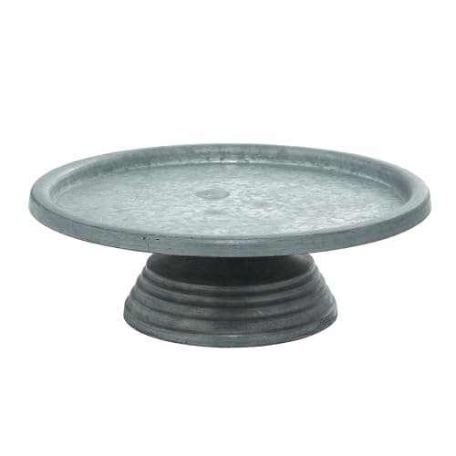 Deco 79 Metal Galvanized Cake Stand, 13" x 13" x 4", Gray