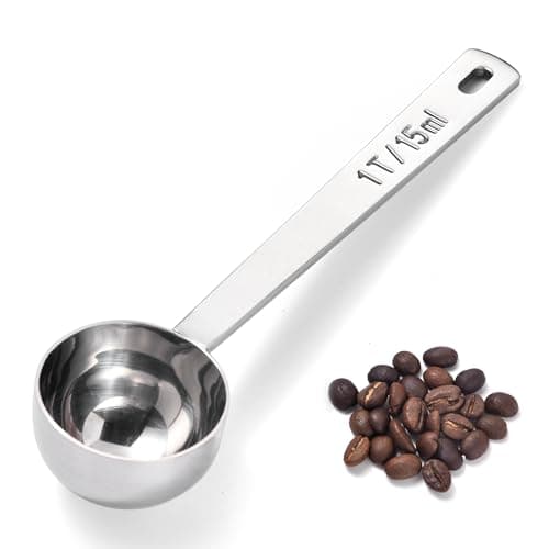 18/8 Stainless Steel Coffee Scoop, Doosu Food-Grade Metal Measuring Spoon with 4.3in Long Handle, Tablespoon Scooper for Coffee Beans, Ground Coffee, Espresso, Protein Powders, Tea, Sugar (1 Tbsp)